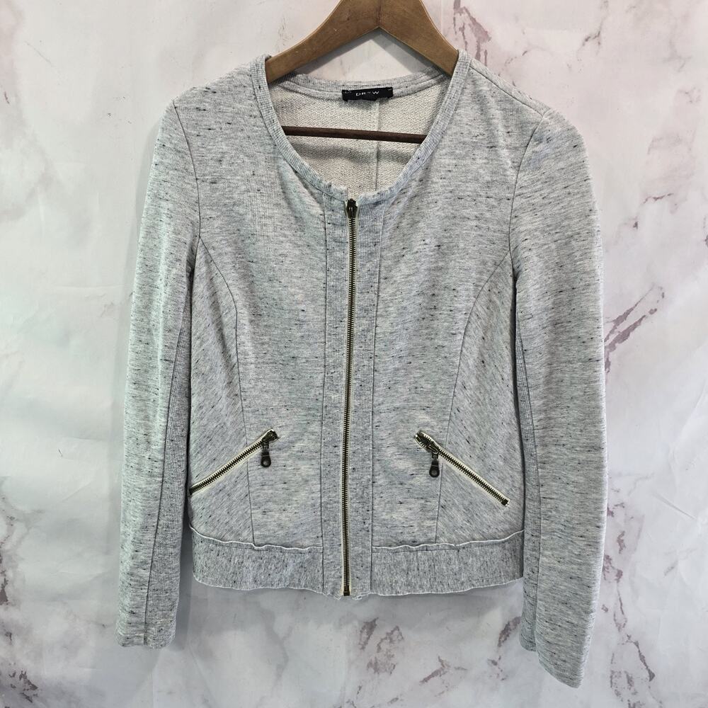 Anthropologie Jacket Womens Small Light Gray Sweatshirt Full Zip Lightweight